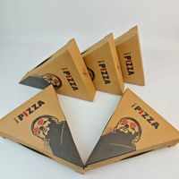 Boîte à pizza triangulaire en carton kraft avec logo personnalisé pour la livraison de tranches, résistante à la graisse, empilable, emballages en papier robustes en vrac