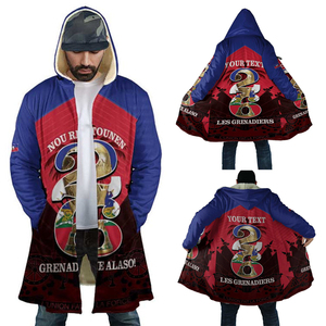 Veste d'entraînement d'<span class=keywords><strong>hiver</strong></span> de football LES GRENADIERS Haïti 2026, en tissu polaire, avec <span class=keywords><strong>capuche</strong></span> et fermeture éclair, style <span class=keywords><strong>manteau</strong></span>, pour <span class=keywords><strong>homme</strong></span>, coupe courte et épaisse - Product Image 2