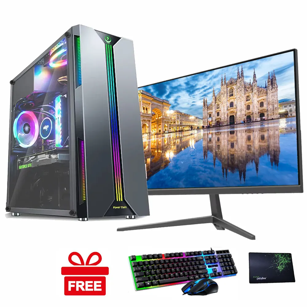 Fabriek Gaming Desktop Computer Lcd Combo 'S Set I9 Level Deca Core 32G Ram 1Tb Ssd Rx580 4G Videokaart Ontwerper Gamer Computers