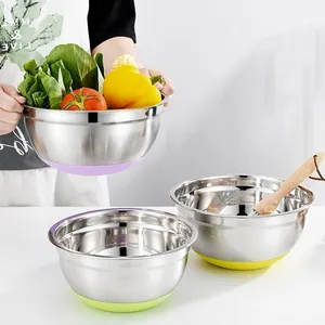 Factory Prices Stainless Steel Microwavable Dinnerware Set Fruit Salad Bowl Bakery Mixing Bowl For Restaurant