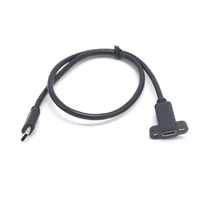 Câble d'extension USB-C de 0,3 m, mâle vers femelle, Type-C, charge rapide 3A, blindé en cuivre pur avec fixation sur panneau