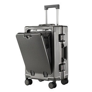 Valise Chariot Homme et <span class=keywords><strong>Femme</strong></span> Multifonctionnelle à Ouverture Frontale 20 24 Pouces avec Serrure à Code, Roues et Porte-Gobelet - Product Image 1