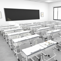 Vente en gros d'usine Zoshine Mobilier moderne pour collège et primaire Ensemble de chaises de table d'étude pour étudiants à hauteur réglable avec rangement