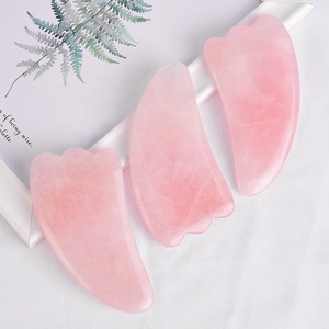 3 in 1 With Brush Cuarzo Rosa Natural Rose Quartz Guasha Stone Private Label Jade Roller <strong>Gua</strong> <strong>Sha</strong> <strong>Set</strong> Slimming Face Massage Tool - Product Image 3