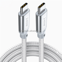Câble de données USB-C en nylon et alliage d'aluminium tressé, charge rapide PD 240W, arrêt automatique de l'alimentation, double embout compatible iOS