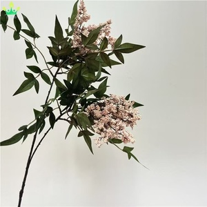 Rama de hojas de <span class=keywords><strong>Nandina</strong></span> artificial con bayas, tallo largo, hojas de seda, rama de plástico para decoración del hogar, mesa, bodas, jarrones, días festivos y oficina. - Product Image 3