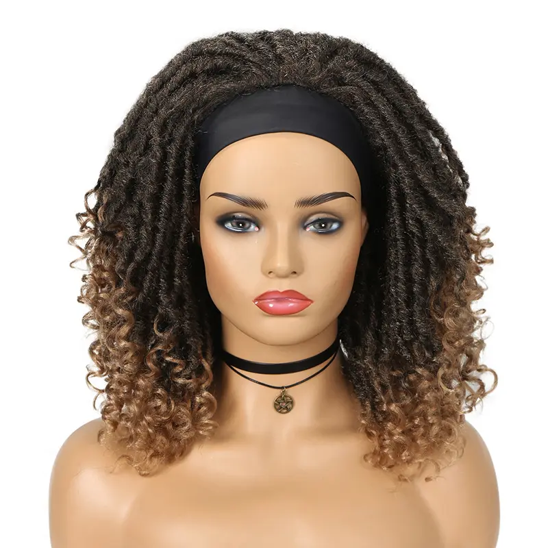 Cheap Top Selling Synthetic Hair Wigs for Black Women African Short Dreadlocks Wig Faux Locs Crochet Hair Headband Braided Wigs