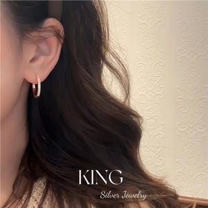 Pendientes de Aro King Silver Jewelry, Plata de Ley S925, Completamente Adornados con Diamantes, para Uso Diario - Product Image 5
