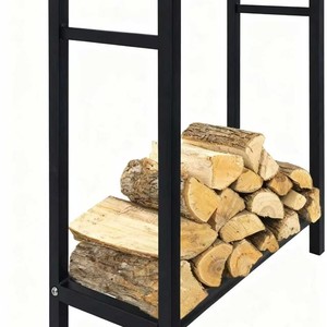 Estante para leña de una sola capa, de hierro forjado, tipo vertical, para almacenamiento en la sala de estar. - Product Image 4