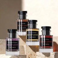 Botol Parfum Kaca Bening Berkualitas Tinggi 30ML 50ML Desain Unik Grosir, Penyangga Silinder, Logo & Kotak Custom, Semprotan Halus