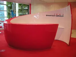 High Grade Acrylic Solid Surface Reception Desks White Curved Custom Made Corians Office Front Reception Counter