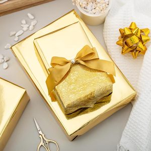 Merture Gold Wrapping Paper Roll 17 In X 784.4 In Metallic With Grid Lines For Gift <b>Wrap</b> Birthday Christmas Wedding - Product Image 2