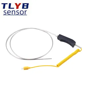 WRNK-187 Hand-held Large Handle K-type Armoured Thermocouple Temperature Probe For Zinc/aluminium High Temperature Furnace