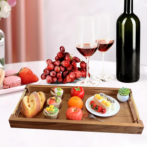 Youlike Plateau de service en bois naturel robuste de luxe polyvalent avec poignée en métal doré pour fêtes mariages pique-niques - Product Image 2