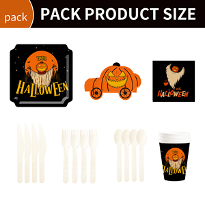 DAMAI Ghost Pumpkin Head and Pumpkin Truck Theme Paper Plates Cups and Napkins for Halloween Supply - Product Image 6