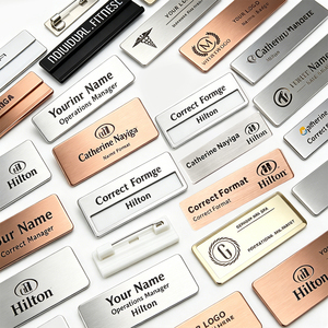 Customized Hotel Name <b>Badge</b> <b>Pin</b> Blank Metal Resin Logo Custom Stainless Steel Laser Name Tag, Rectangular Staff Name Tag - Product Image 1