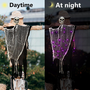 Decoración colgante de fantasma de Halloween con luz, accesorio de fantasma con calavera iluminada para jardín, casa embrujada, decoración de escena. - Product Image 6