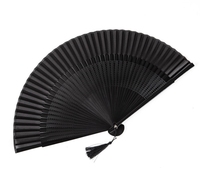 Éventail pliant en bambou noir pour femme peint à la main scène de danse classique ancienne pour décorations de mariage chinois populaire