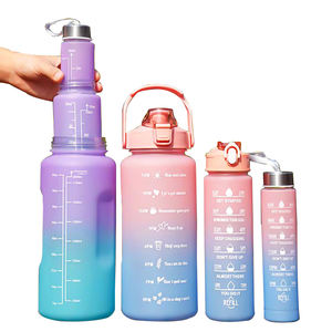 Logo personnalisé <span class=keywords><strong>3</strong></span> en 1 Set 2000ml 750ml 300ml Plastique Sport Gym Motivation Tasse à boire Tasse à café Bouteille d'eau - Product Image 1