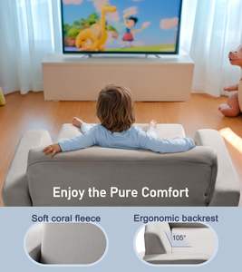 Maternelle Gain de Place Enfants 3in1 Cozy Kid 2-en-1 Peluche Canapé Pliant Tapis de Jeu Canapé-Lit Canapé-Chaise pour Enfant pour Bébé de 6 Mois - Product Image 4