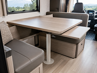 Pied de table pour camping-car avec plateau extensible coulissant, piétement à colonne unique pour camping-cars