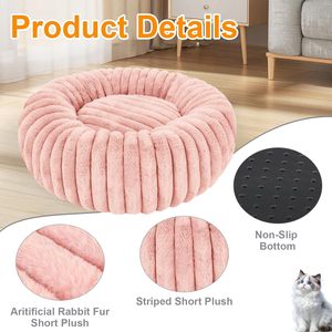 Lit pour animaux de compagnie en peluche en forme de donut, personnalisé avec logo, vente en gros du fabricant, luxe pour chat et chien - Product Image 2
