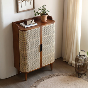 Gabinete Moderno de Ratán AHS con Marco de Madera, Estilo Escandinavo, Mueble de Almacenamiento para Sala de Estar, Diseño Independiente - Product Image 3