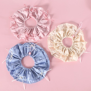 Écharpe de cou réglable pour chat et <span class=keywords><strong>chien</strong></span>, style princesse, couleur unie, double couche avec nœud en ruban, dentelle et perles, pour animaux de compagnie - Product Image 2