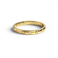 Bague de luxe plaquée or 18K 14K, légère, avec diamant de laboratoire taille brillant ronde motif étoile, gravée étoile, et bande éternité complète