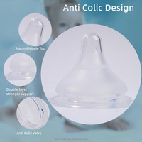Usine en gros sans BPA biberon tétine large cou silicone biberon tétines sein comme anti colique mamelon