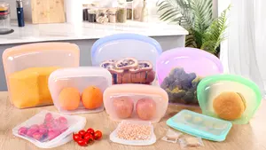 Stand-up Kitchen Silicone Food Storage Bag Reusable Food Container Self-sealed Bag