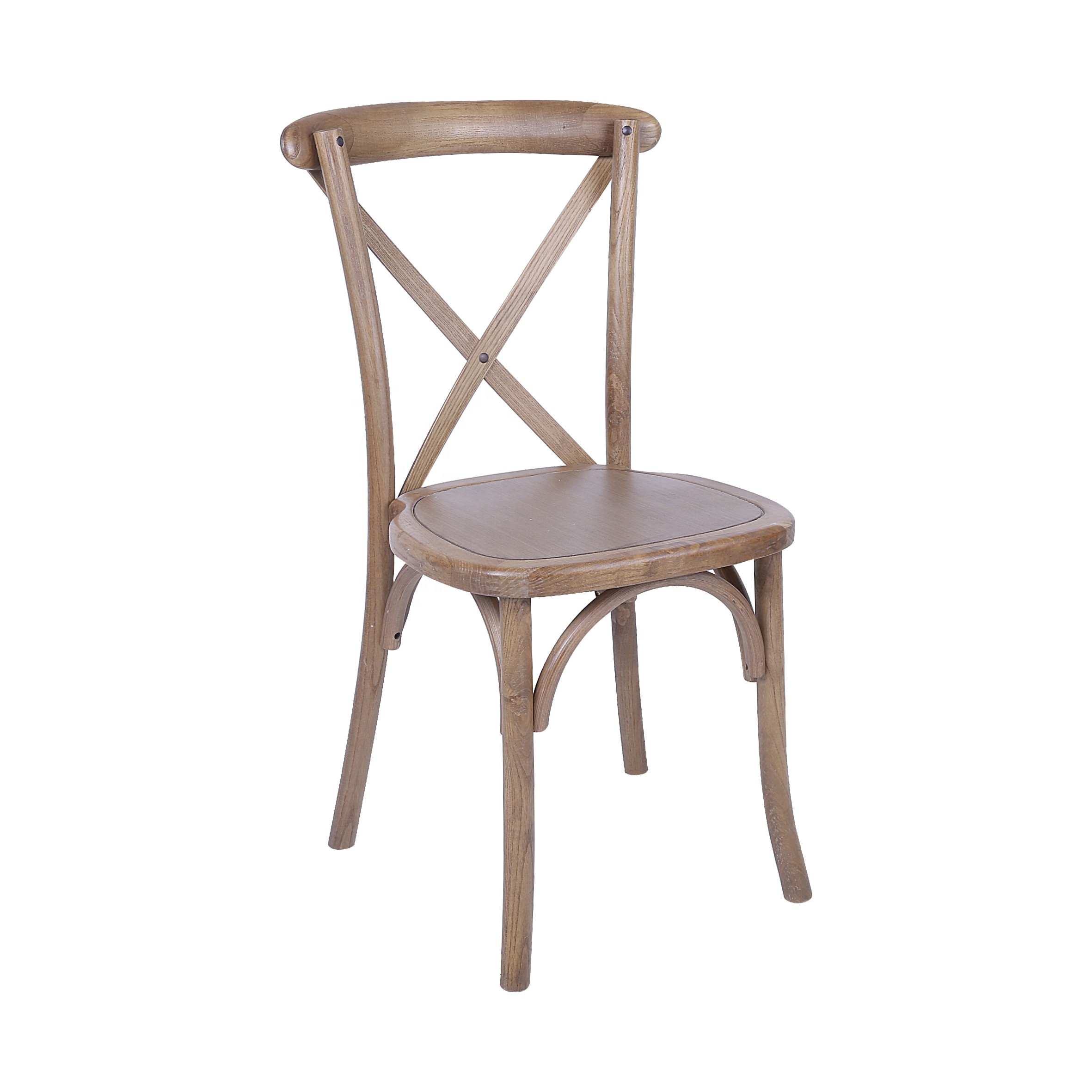 Оптовая продажа, аренда, Свадебный Штабелируемый стул из массива дерева с перекрестной спинкой