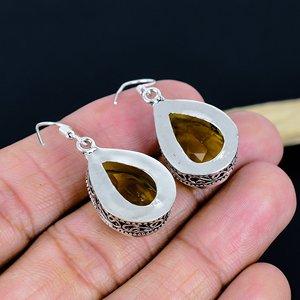 Handmade citrine Drop <b>Earrings</b> Dangle Drop <b>Earrings</b> Stylish Gemstone <b>Earring</b> Handmade Gemstone <b>Earrings</b> Dangle Drop <b>Earrings</b> - Product Image 3