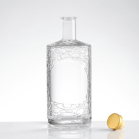Botella de vidrio redonda clásica de alta calidad, licor de Vodka vacío transparente, Gin Ron, Tequila, whisky, brandy, botella de vidrio para licores