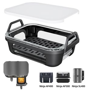 Bandeja de vidrio para freidora de aire con asa de silicona, plato de vidrio para hornear, tapa con <span class=keywords><strong>rejilla</strong></span> de drenaje, compatible con accesorios para freidoras de aire - Product Image 1