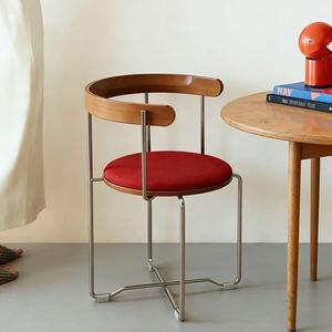 Chaise pliante nordique en bois massif avec coussin bleu pour salon et salle à manger - Product Image 2