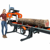Scierie à bois entièrement automatique, portable, horizontale, à bande, avec remorque