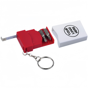 Kit de tournevis de poche ultra-compact avec porte-clés et mètre ruban, multi-outil 3 embouts, à changement rapide magnétique, outil à douille plate, gadget - Product Image 1