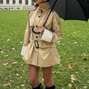 Gabardina para Mujer, Nueva Colección Otoño Invierno, Manga Larga con Cuello, Impermeable, Color Caqui - Product Image 2