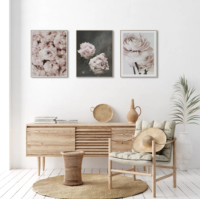 Sofine Vente Chaude Bois Photo Encadrée 3 pièces rose Rose Mur Art Décoration Murale Suspendus Cadre Photo Peintures