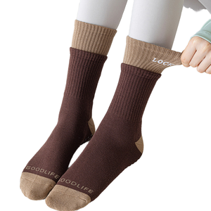 Calcetines de Pilates de Punto de Alta Elasticidad con Logotipo Personalizado, Gruesos de Invierno con Bordado de Felpa para Fitness y Yoga, Largo hasta la Pantorrilla con Puño con Logotipo - Product Image 1