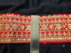 B.R. Bordure décorative en dentelle florale rouge tendance, garniture ornée pour sacs de vêtements, sari, lehenga, cadeaux, décoration textile 2''-2.875'' - Product Image 4