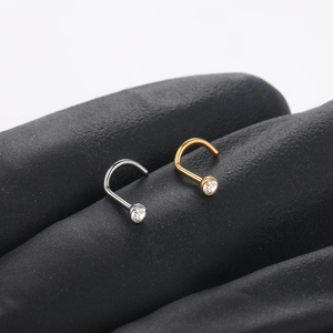 Gaby 1 Adet ASTM-F136 Titanyum Burun Çivisi Kübik Zirkon Vücut Takısı Trend 20G Kadınlar İçin Piercing Burun Titanyumu - Product Image 3