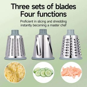 Rotary Cheese Grater with Handle Handheld <b>Vegetable</b> Slicer 3 Changeable Blades <b>for</b> Cheese Potato Kitchen <b>Vegetable</b> Shredder - Product Image 5