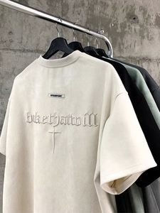 T-shirt brodé de haute qualité unisexe, design personnalisé, logo, t-shirts surdimensionnés, t-shirt brodé en chenille pour homme - Product Image 3