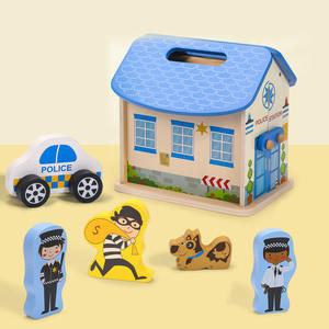 Simulation en bois pour enfants ferme de vache européenne villa maison de poupée ferme voiture maison de jeu jeu d'alimentation des animaux - Product Image 6