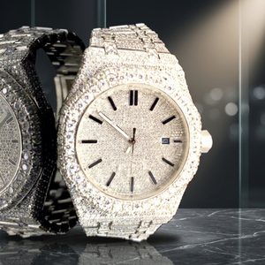 Montre mécanique personnalisée pour homme, style hip-hop, faite à la main, avec cadran en verre Moissanite, bracelet en acier inoxydable, fermoir, étanche 10 bars - Product Image 3