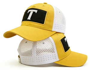 Gorra Trucker Personalizada <span class=keywords><strong>de</strong></span> 5 Paneles con Malla Perforada Cortada a Láser, Bicolor, Estilo Vintage, con Parche Bordado Personalizado, Venta al Por Mayor - Product Image 1