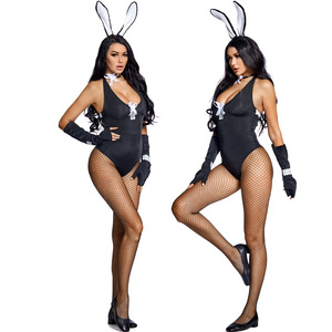 Costume XJ per Giochi di Ruolo, Abito <span class=keywords><strong>Nero</strong></span> Monospalla Senza Spalline per Personaggio da Coniglietta - Product Image 1