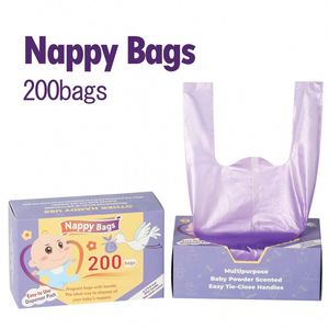Paquete de 200 Bolsas para Pañales Súper Gruesas y Perfumadas, Ecológicas, Biodegradables, Desechables, Bolsas de Plástico Simples para Pañales de Bebé - Product Image 1
